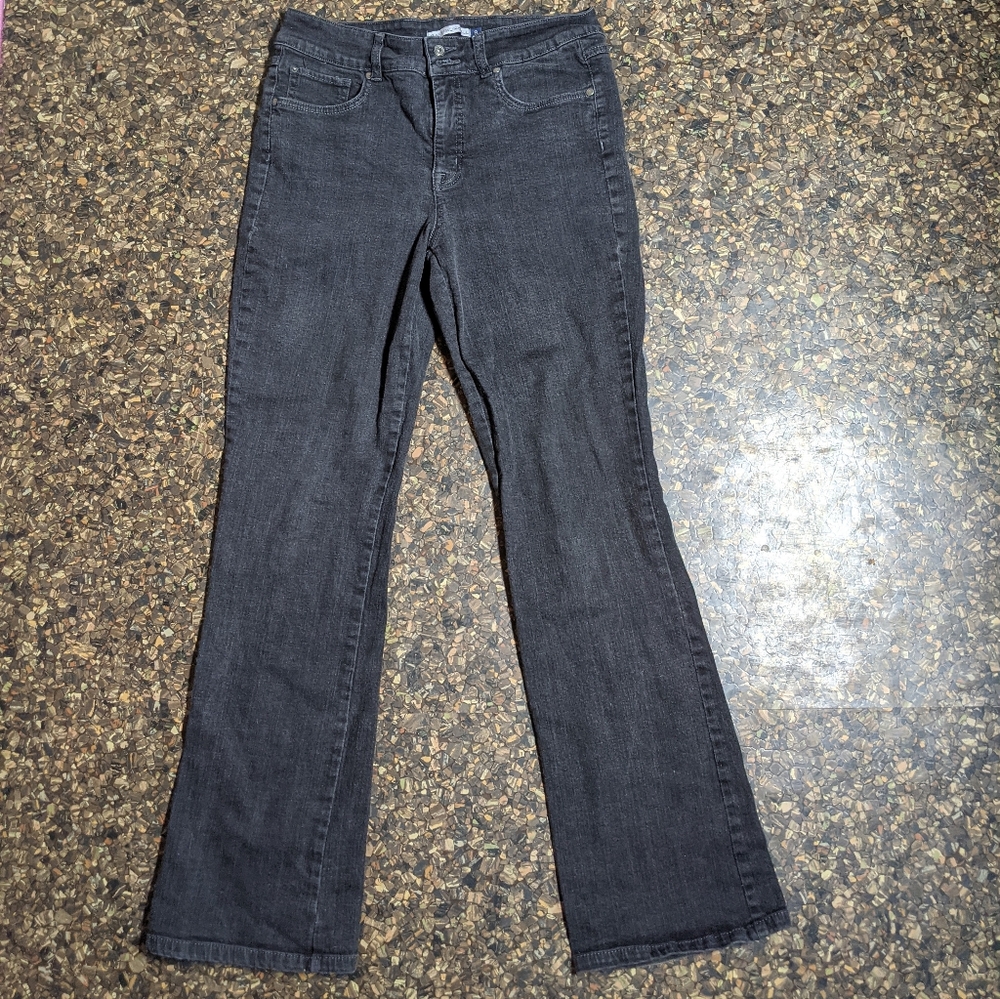 Black Slim Boot Cut Black Jeans Button Pockets